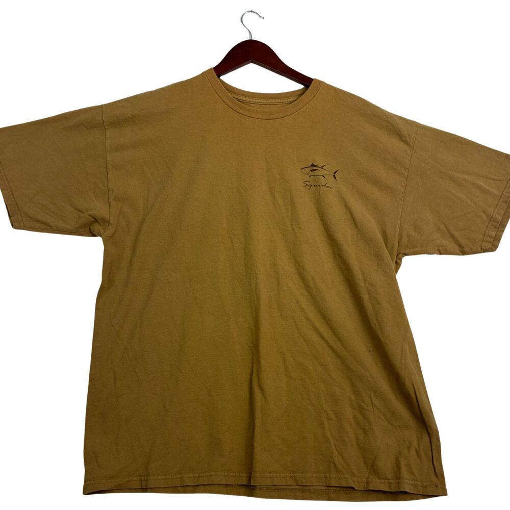 Squidco Mens XL Tuna Fish T Shirt Brown Fishing Graphic Ringspun Cotton Tee